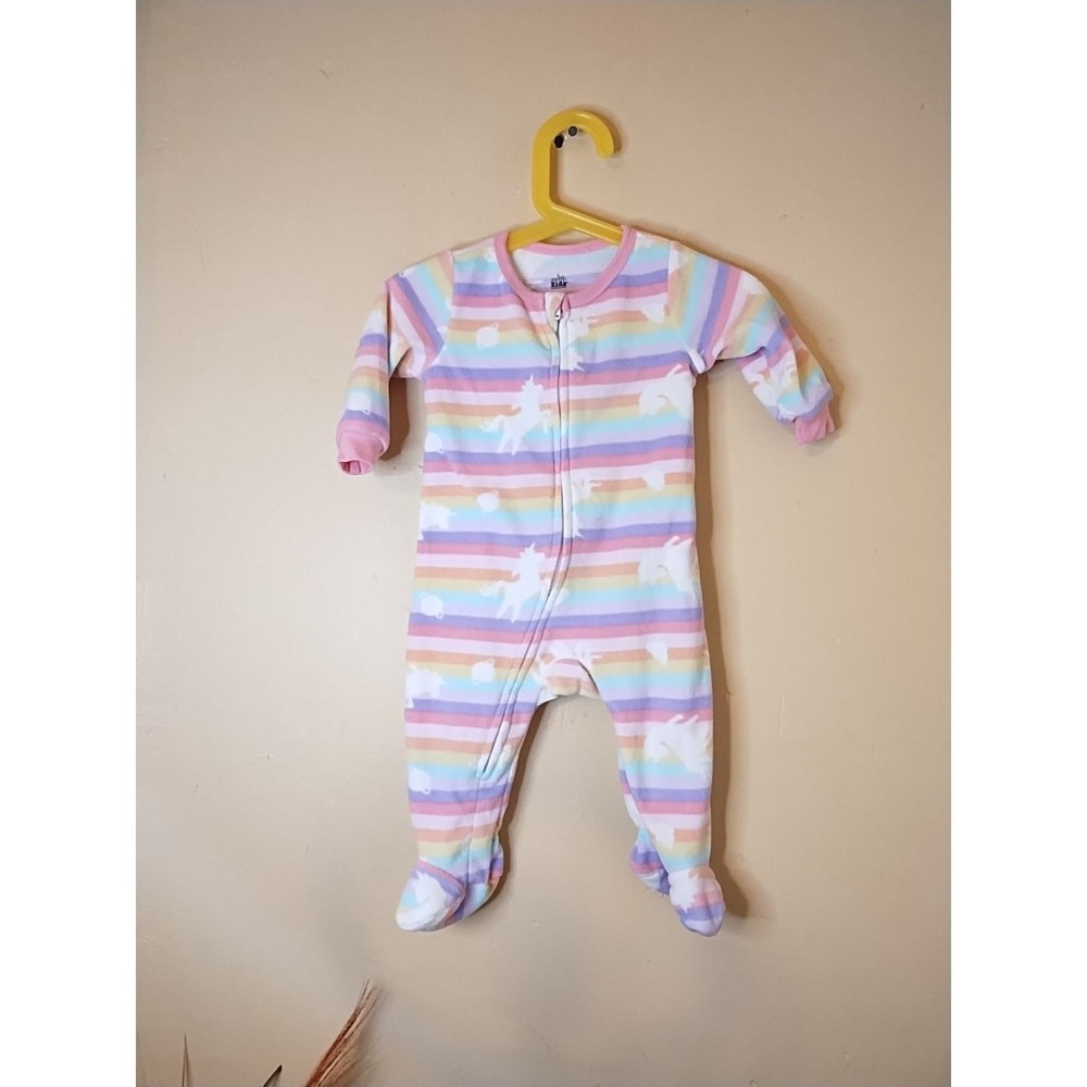 Kids Headquarters Baby Girls Unicorn Sleeper Pink Rainbow Stripe 6 Months